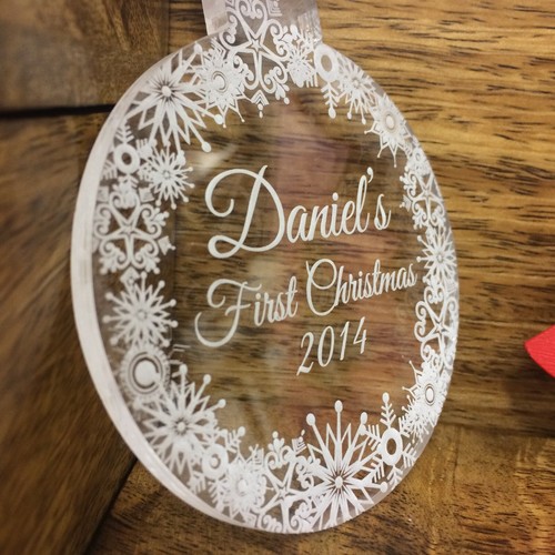 Personalised Christmas Tree Decoration Bauble Baby 1st Christmas Engraved Free - Picture 3 of 5