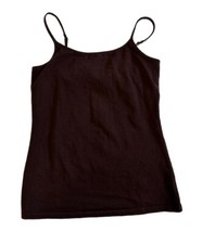Juniors Brown Cami Tank Top Built In Shelf Bra Adjustable Strap Stretch Sz L