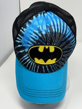 Six Flags Batman Blue Black Gold Adult Baseball Hat Canvas Mesh Snapback Cap FS