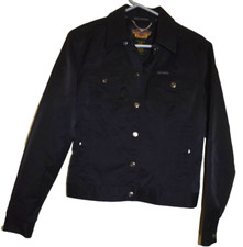 Women's Harley-Davidson Black Denim Jacket Snap Front  Size Small