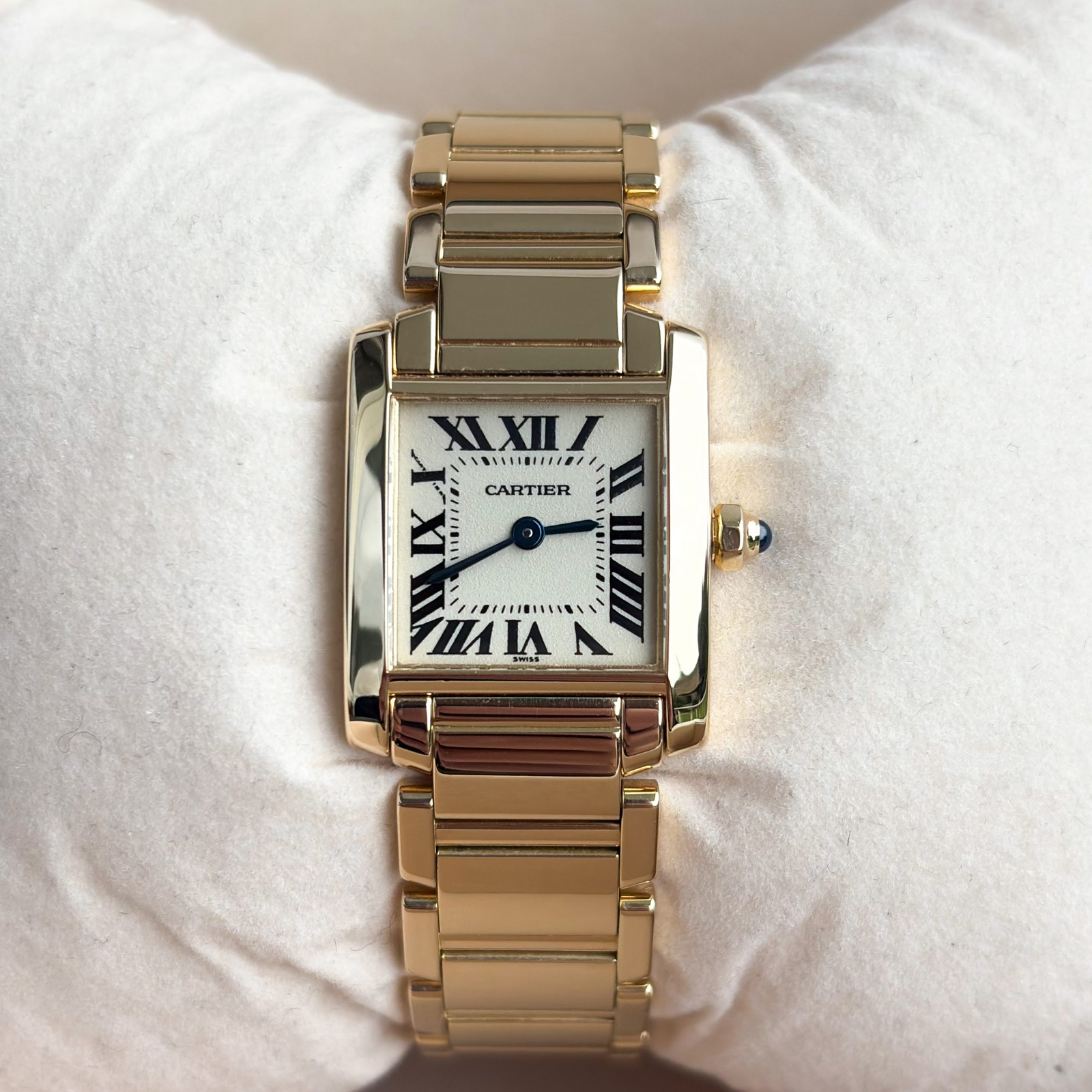 Cartier Tank Francaise Lady 18k Gold Quartz Watch 1820 Full Set-image