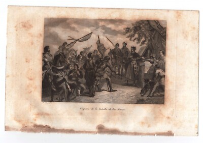 Grabado . Vispera de la batalla de las Navas, España c.1860