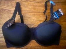 Bali One Smooth U Ultra Light Underwire Bra Size 38C, Black 3439