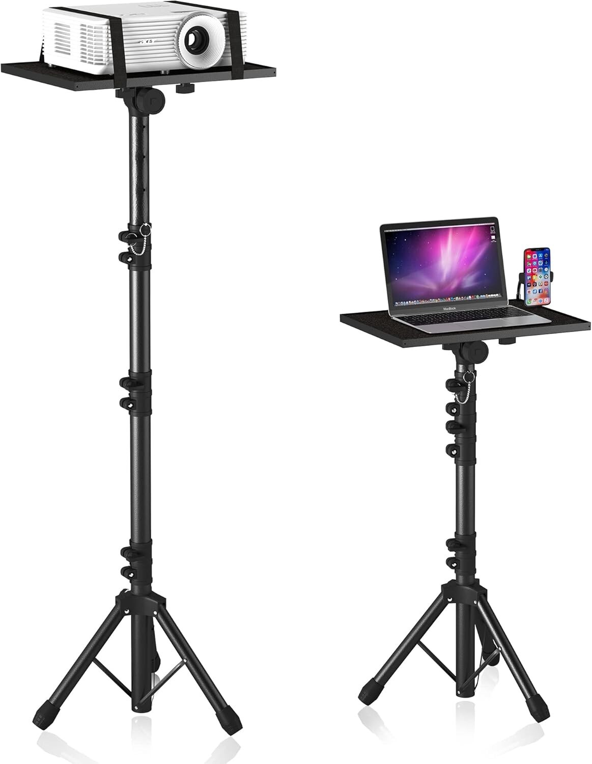 Portable Tripod Stand for Projectors and Laptops - Height Adjustable 23.5-63.5