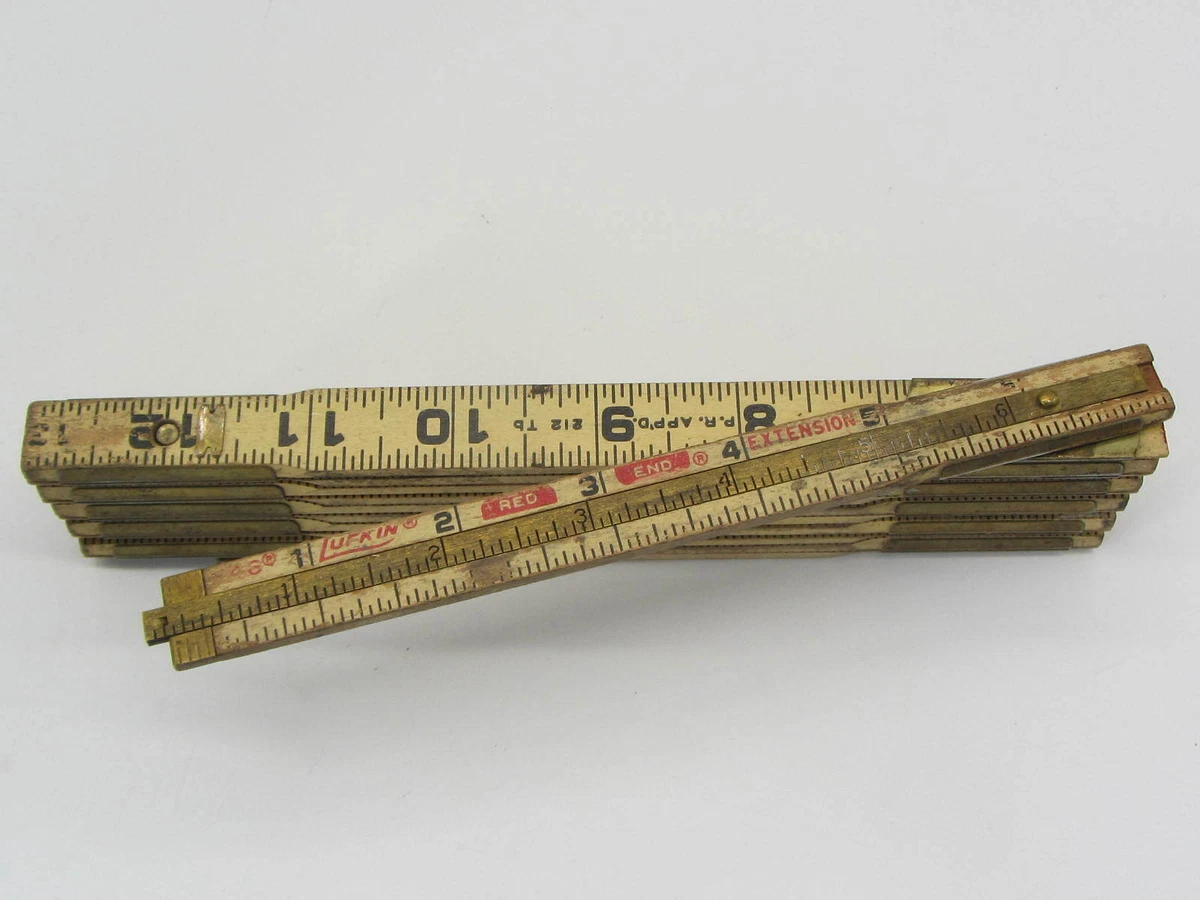 Vintage Lufkin No. X46 Extension Ruler Folding Measuring Ruler Red End