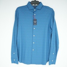 Cremieux Men's Long-Sleeve Shirt L Blue White Red Geo 100 Cotton NWT 89.50