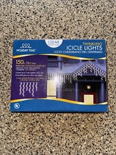 NEW Holiday Time Twinkling Icicle Style White Wire Clear Bulb Lights 150ct