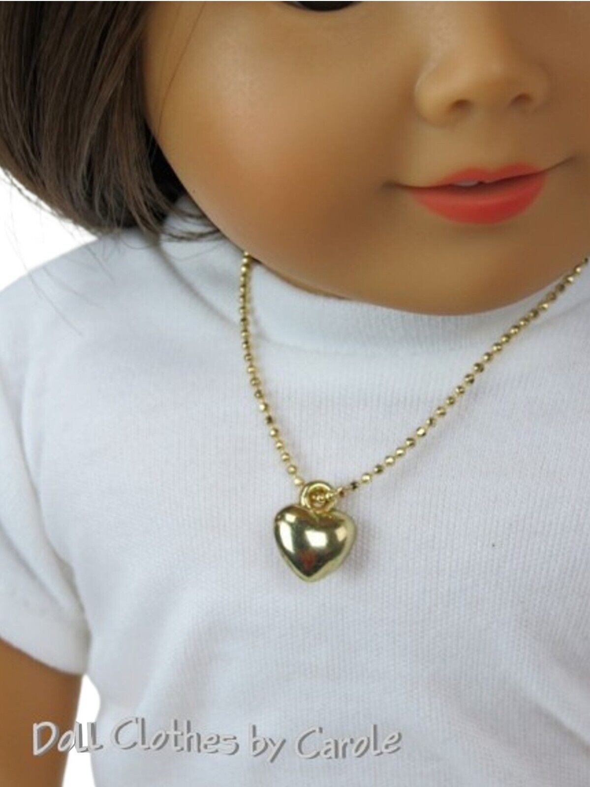 Gold Heart Necklace Jewelry Designed for the 18" American Girl Size Doll