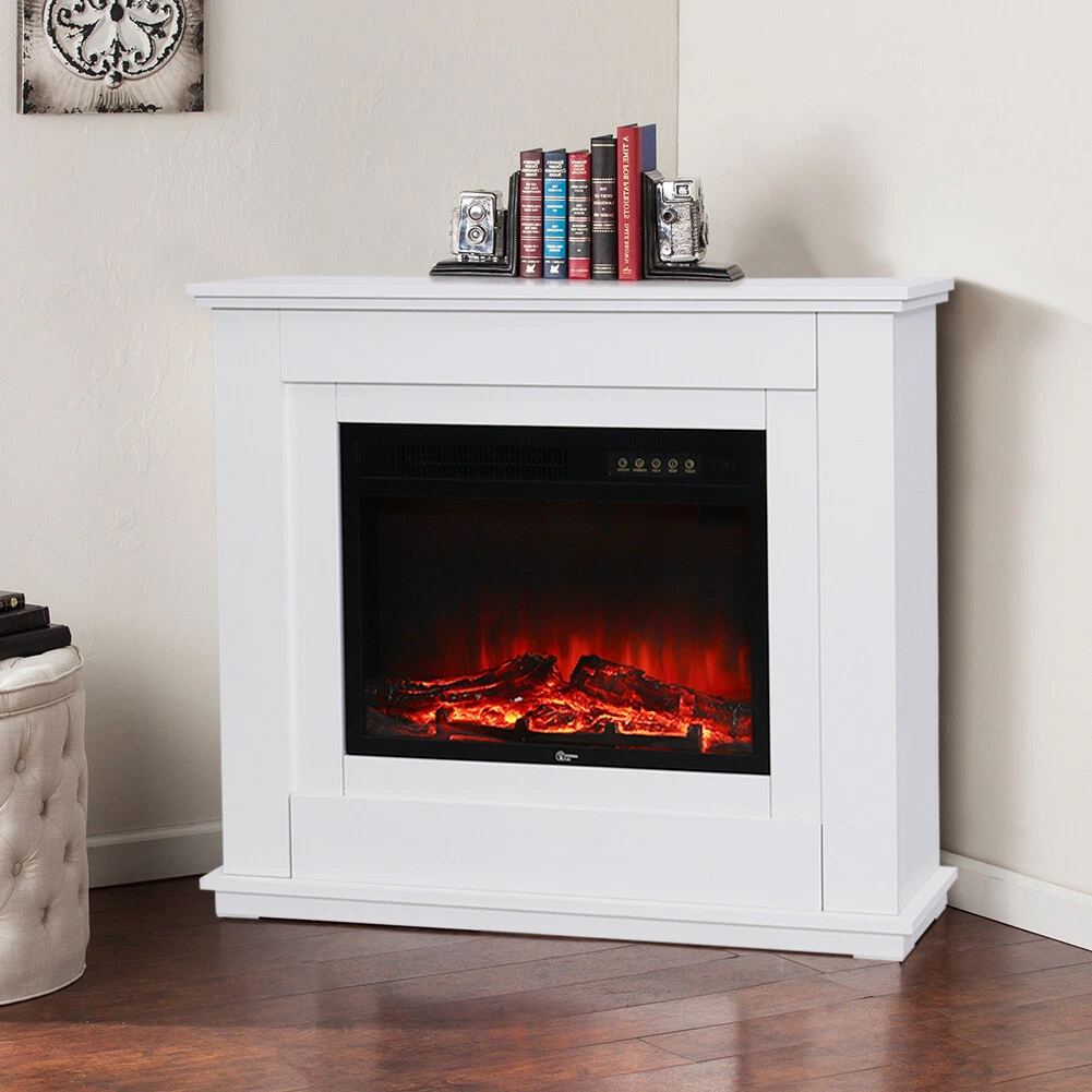 Freestanding Electric Fireplace Complete Inset to Wall Fire Core/White  Mantle UK | eBay