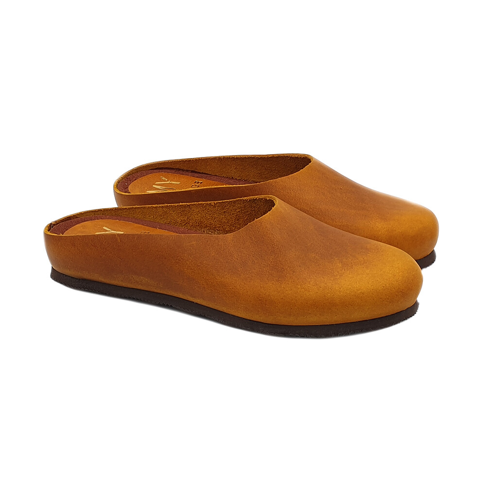 Slippers Unisex Fully Leather Comfortable & Soft Made IN Italy-MY159 Ochre-image