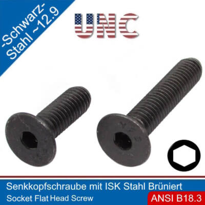 Senkkopfschraube mit Innensechskant 8-32 UNC Stahl 12.9 schwarz |