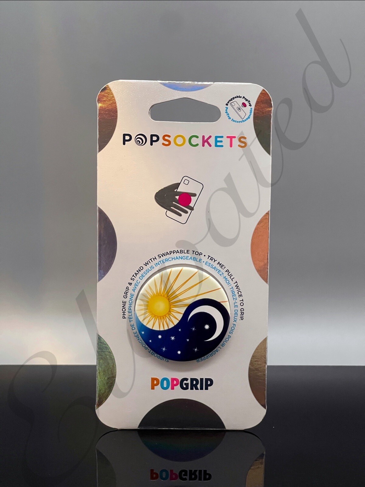 Authentic Popsocket “ Astral Balance “ Sun And Moon Print Back Of Phone PopGrip.-image