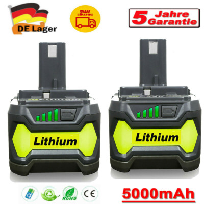 2X 5,0Ah 18V  Lithium Akku für RYOBI One Plus RB18L50 P108 P107 P104 DE