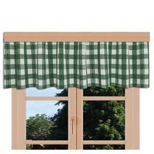 Landhaus-Querbehang Carla grün-weiß kariert Gardine mit Reihband Karo rustikal