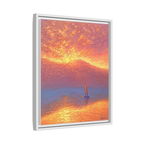 Serene Sunset Canvas Art, Framed Wall Decor, Ideal for Home Decoration, Nautical - Picture 6 of 10