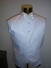 New White Fullback Vest and Bow Tie Set - Men's Size Med