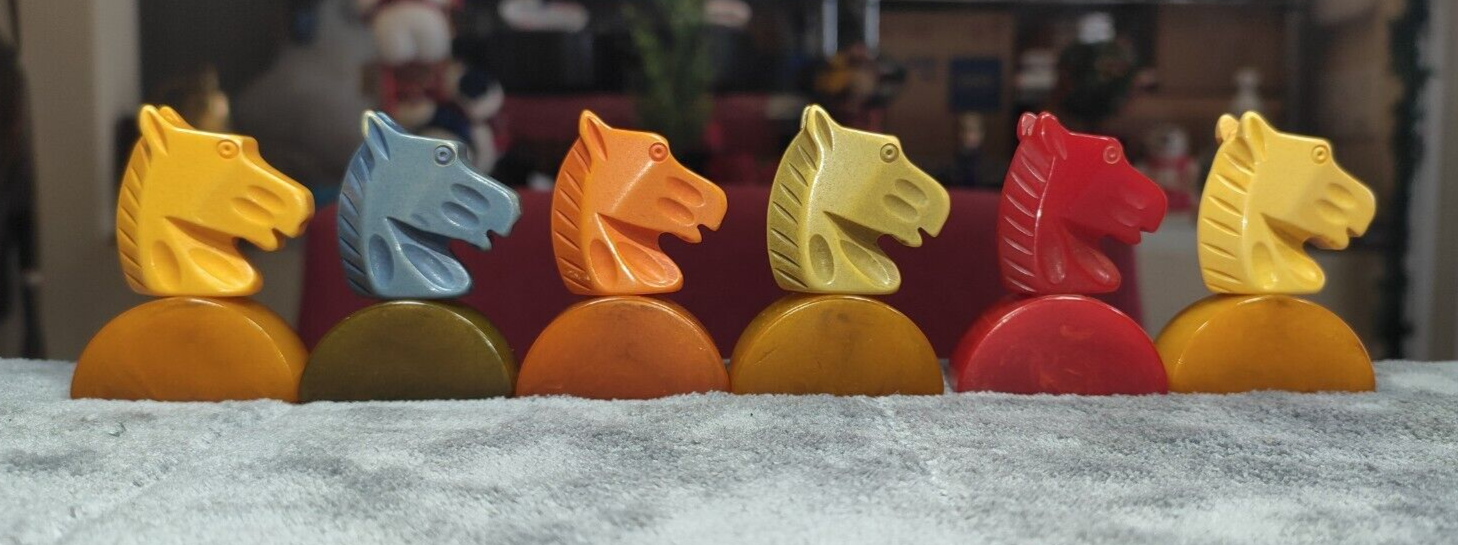 Bakelite Horse Race game pieces 6 in perfect condition Catalin 1930s