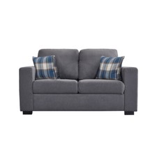 Panana 3 2 Seater Grey Black Linen Fabric Suite Sofa Couch, Free Throw Pillows