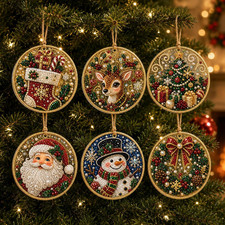 6PCS Christmas Ornaments DIY Pearl Diamond Art Kits for Adults