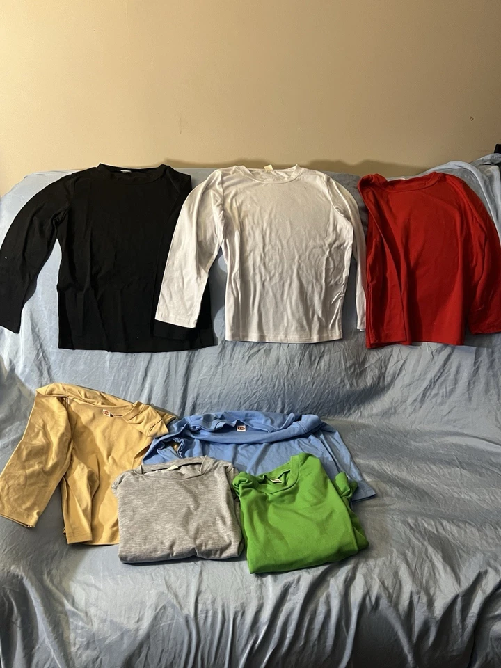 Lot Of 7 Gender Neutral Long Sleeve Toddler Kids Shirts - Mixed Colors - Image 2 of 3