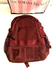 MOCHILA COLEGIAL VICTORIA'S SECRET ROSA TAMAÑO COMPLETO BOLSO ESCOLAR GRANATE RUBÍ NUEVA CON ETIQUETAS