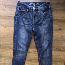 Seven7 Women Dark Wash Skinny Jeans Size 8 Stretch Denim Blue Mid Rise