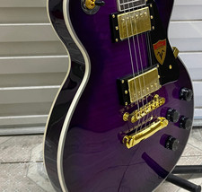 Violet Burst Tiger Flame LP Electric Guitar T...