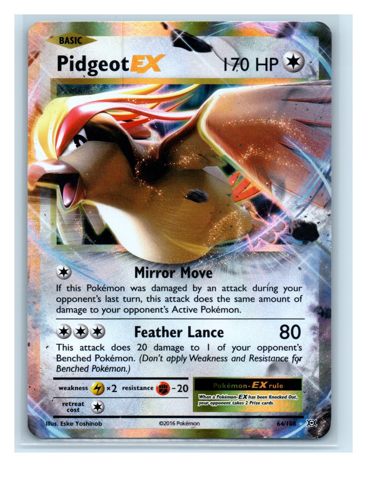 Pidgeot EX Holo 64/108 Ultra Rare 2016 XY - Evolutions NM