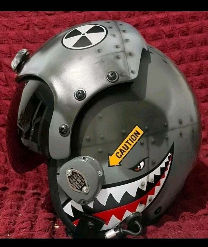 SIZE XL-XXL HGU-33 CUSTOM SHARK FIGHTER PILOT HELMET REPLICA+BADGE