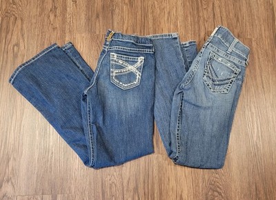 Lot Of 2 Women s Ariat Real Jeans Boot Cut Better For Size 28R READ Notes