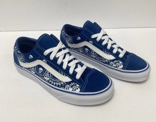 Vans W 7 M 5.5 Old Skool 36 Paisley Skulls Blue Skate Shoes NEW Extra Laces 