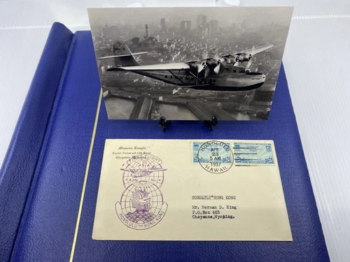 FIRST Flight trans-pacific to Hong Kong, Apr. 23, 1937, FDC, to Cheyanne, WY.