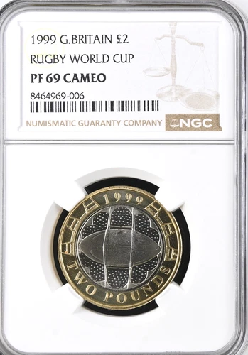 1999 £2 Two Pound Proof Rugby World Cup NGC PF69 Great Britain 