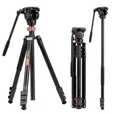 Aluminium Video Tripod, Fluid Head 4-Section for Camera