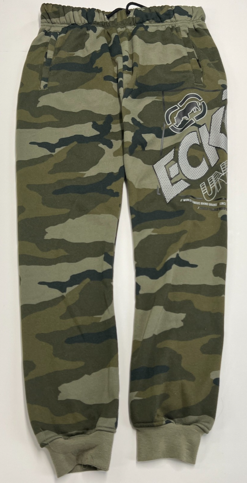 Ecko Unltd Camo Jogger Sweatpants Men’s Medium Green Graphic Logo Pockets