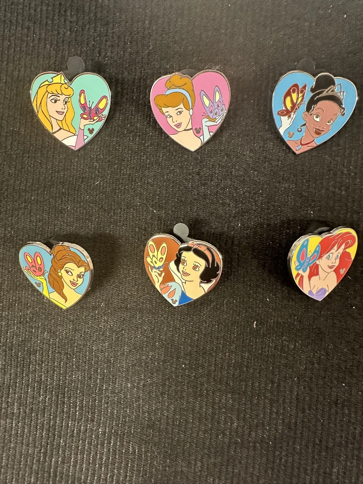 2010 Disney Hidden Mickey Series Princess "Butterfly Hearts" Complete 6 Pin Set