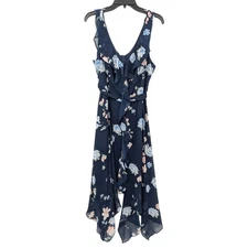 Premier Amour Floral Ruffle Midi Dress Size 12 Asymmetrical Hem Cottage Wedding