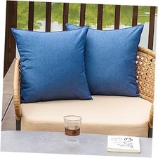 Outdoor Waterproof Throw Pillow Covers Set of 16" x 16" Pack of 2 Dark Blue