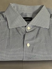 Ermenegildo Zegna Mens Size XL Button Up Long Sleeve Shirt Fish Print Preppy