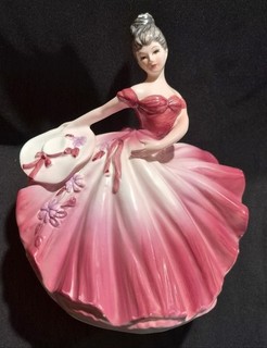 Vintage Lefton #3554 Woman Lady in Rose Pink Dress Gown Planter Head Vase Japan