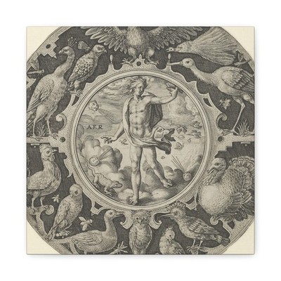 Crispijn de Passe the Elder - 'Aer' in a Decorative Border - Canvas Wall Art