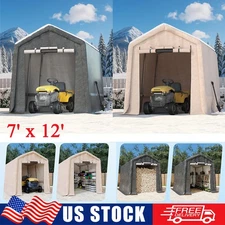 7'x12' Portable Carport Storage Shed Car Shelter Garage with Roll Up Zipper Door
