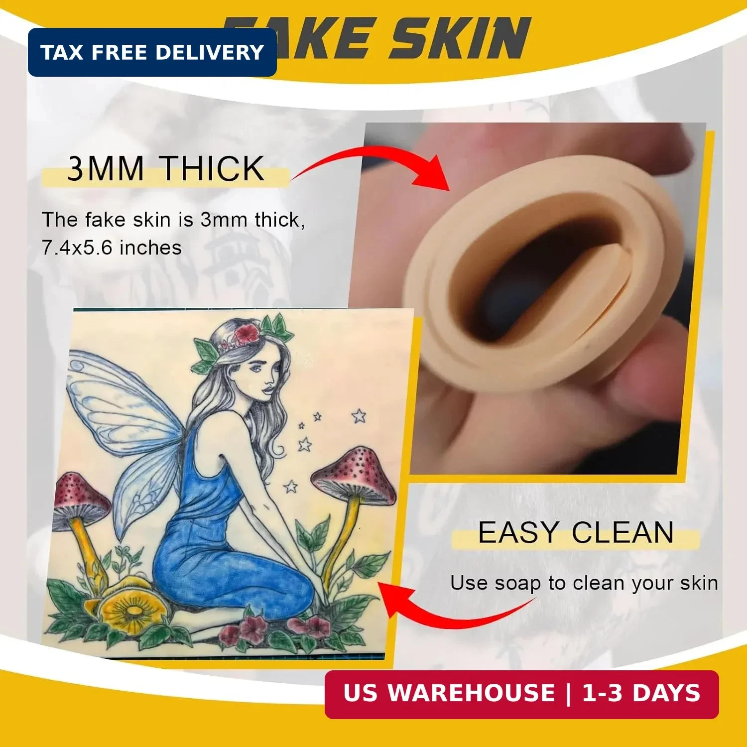 3Pcs 3mm Thick Tattoo Fake Skin, Blank Practice Skin - product detail image 4
