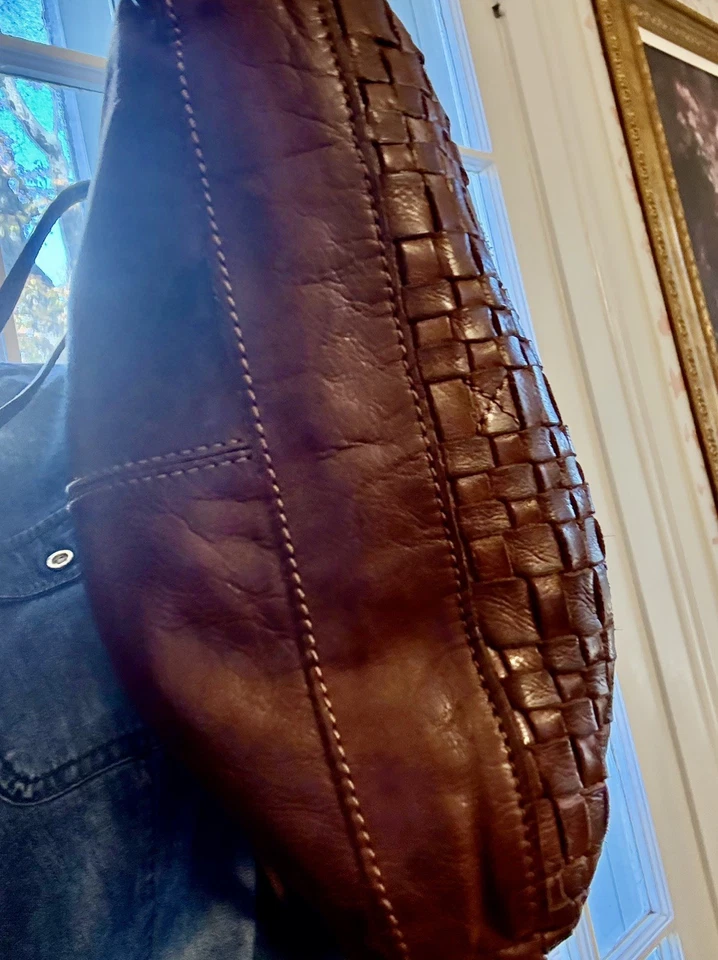 Bolso Bandolera Anthropologie Vilenca Holland Cuero Tejido Marrón Foto 4 de 4