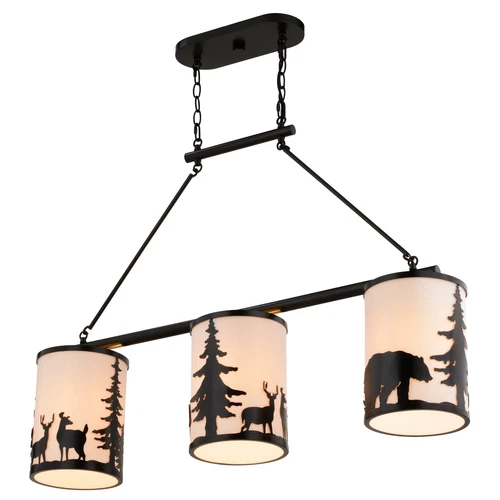 Acadia 38-in. W 3 Light Linear Chandelier Bronze - Picture 1 of 6