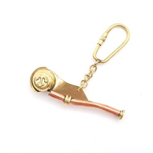Brass Mariner Whistle Keychain Key Ring Screw Lock Carabiner Solid- 4.5"
