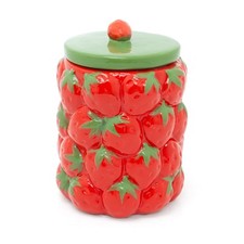 Strawberry Kitchen Storage Jar | Ceramic Strawberries Cookie Jar with Lid - 18cm