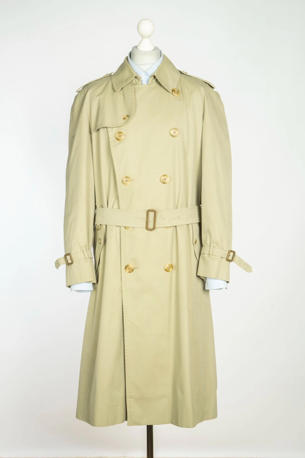 Burberry — Burberry Belted Double Breasted Olive Men's Trench Coat Jacket Genuine Size 54