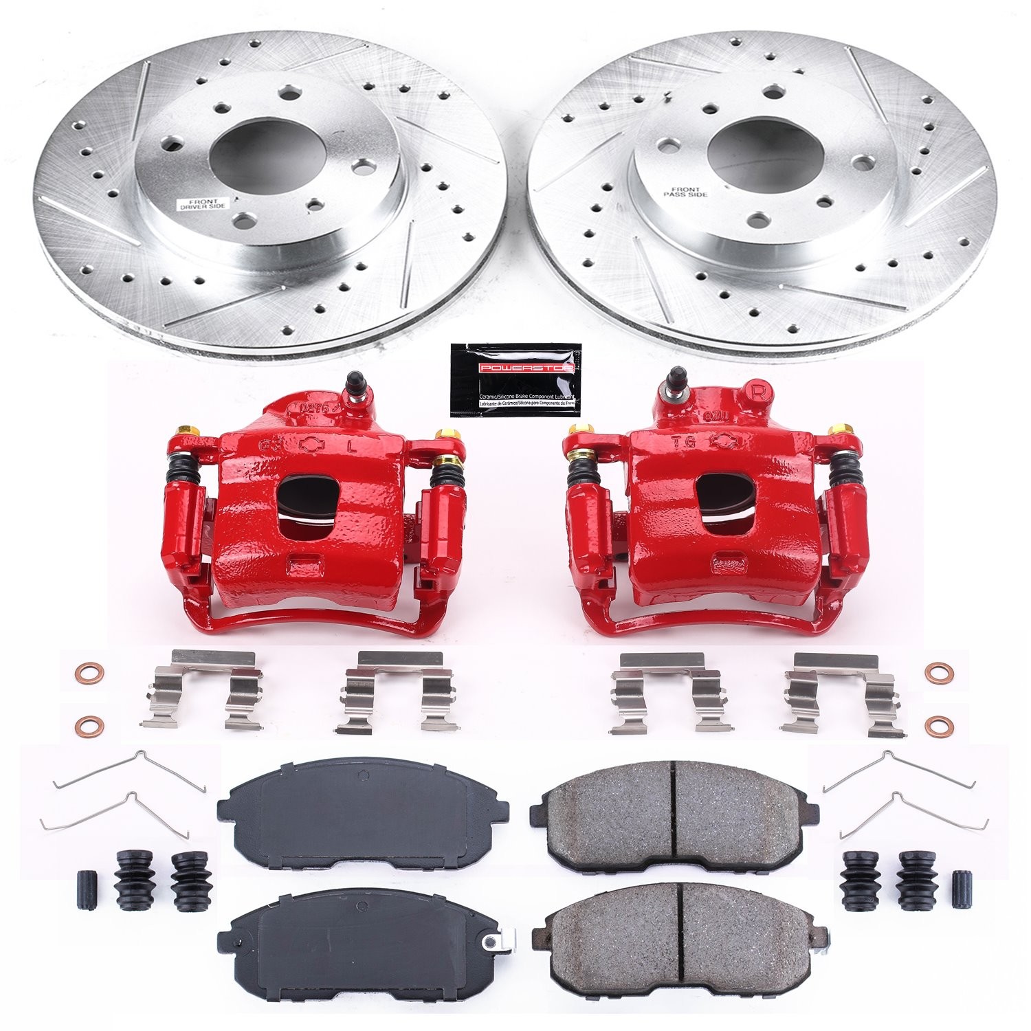 Power Stop KC749 Z23 Evolution Sport Performance 1-Click Brake Kit w/Calipers Fr