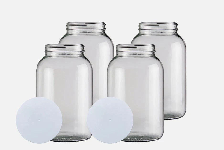 Wide Mouth 1 Gallon Jar Glass with Solid lid 4 Pack